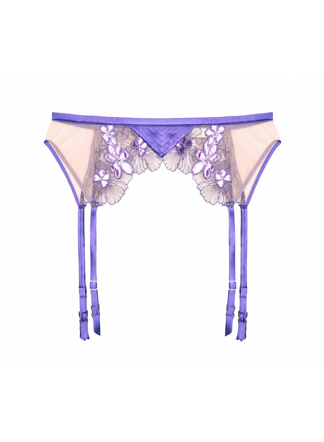 Pansy - Violet Embroidered Garter Belt | Fleur du Mal