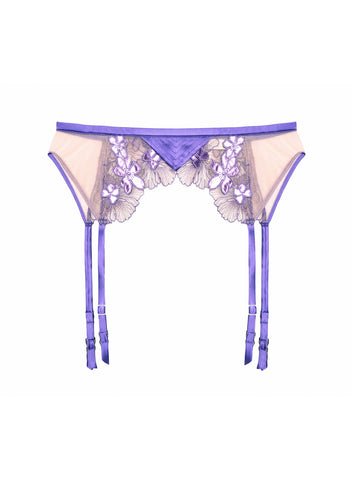 Violet Embroidered Garter Belt