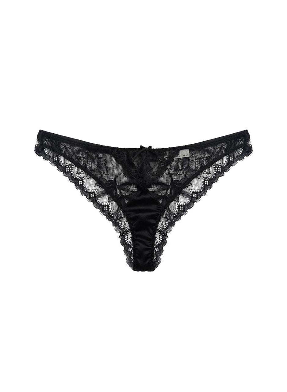 Black - Gardenia Lace Tanga | Fleur du Mal