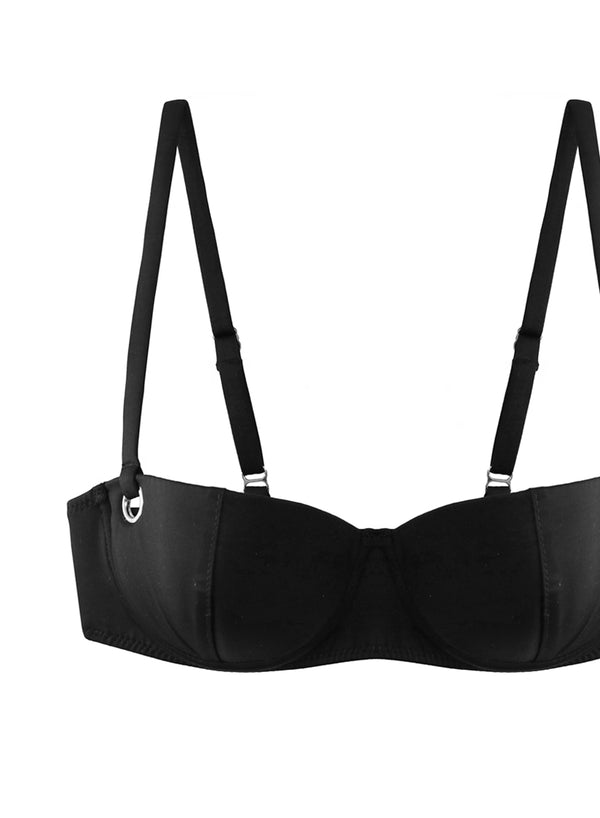 Grommet Balconette Bikini Top-black | Fleur du Mal
