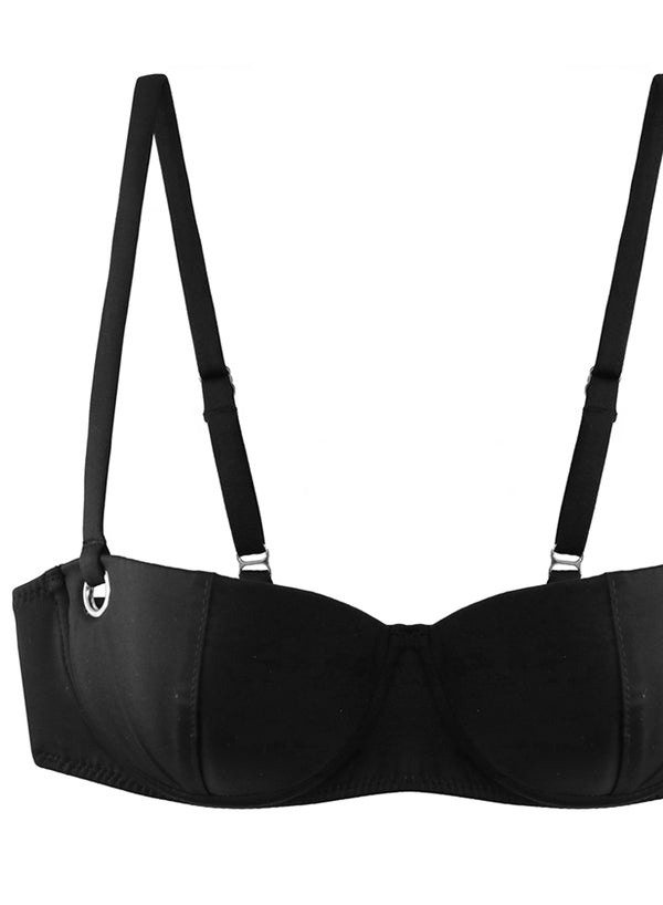 Grommet Balconette Bikini Top-black | Fleur du Mal