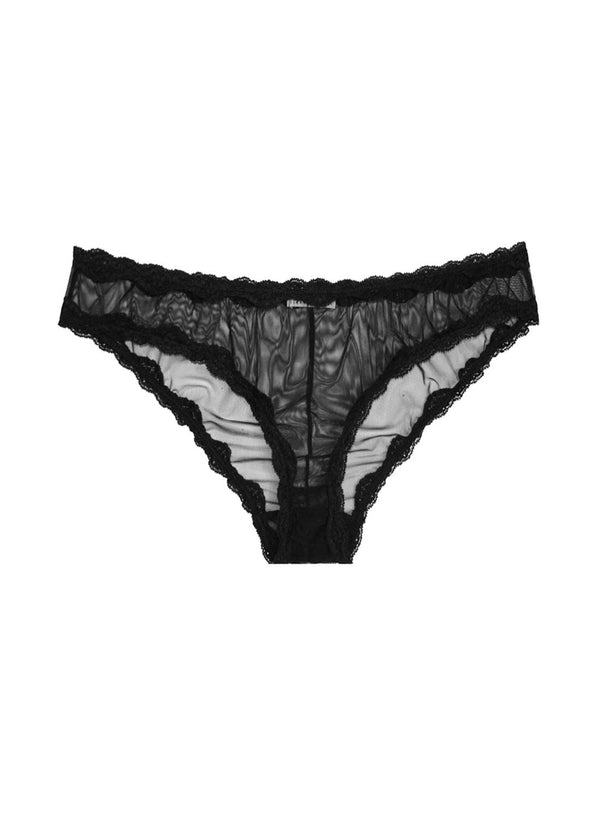 Thong in sheer off-white embroidered tulle