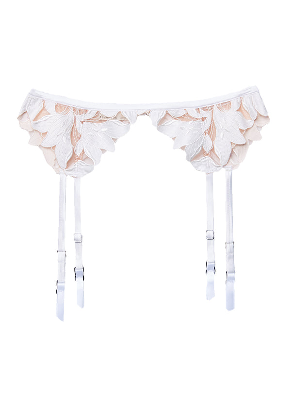 Flora French lace garter in Ivory –