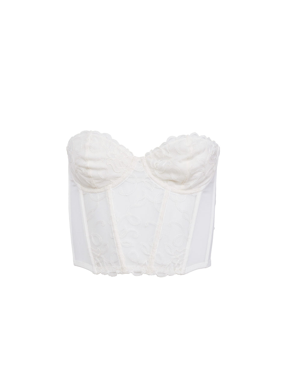 Ivory - Bella Embroidery Bustier | Fleur du Mal