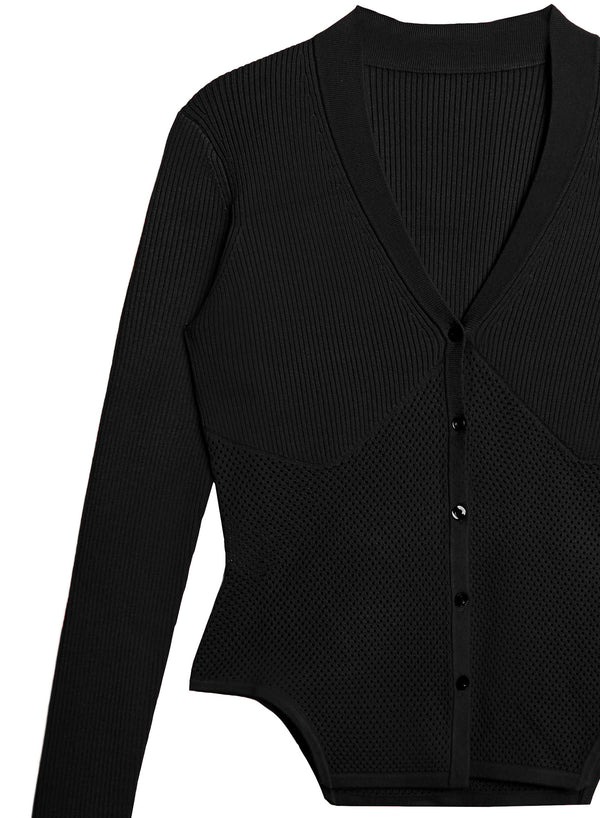 Corset Knit Cardigan-black | Fleur du Mal