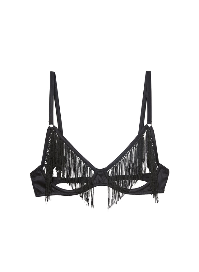 Black - Fringe Ouvert Bra | Fleur du Mal