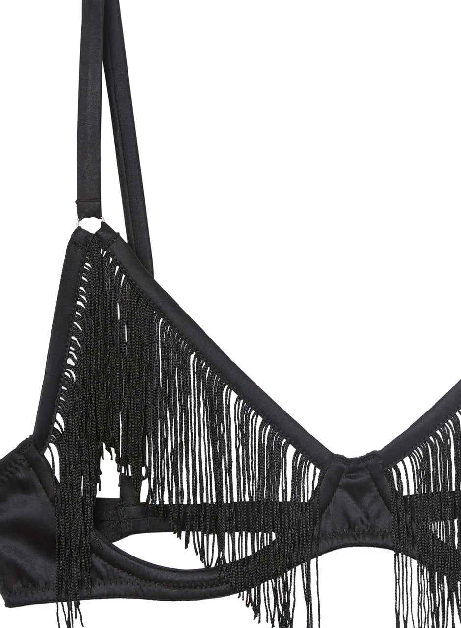 Black - Fringe Ouvert Bra | Fleur du Mal