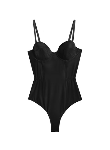 Black - Eco Luxe Jersey Bullet Bodysuit | Fleur du Mal