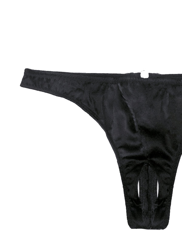 Luxe Crotchless Thong-black | Fleur du Mal