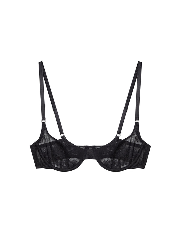 MELENECA Balconette Underwire Sexy Lace Bra for Women Black 40G 