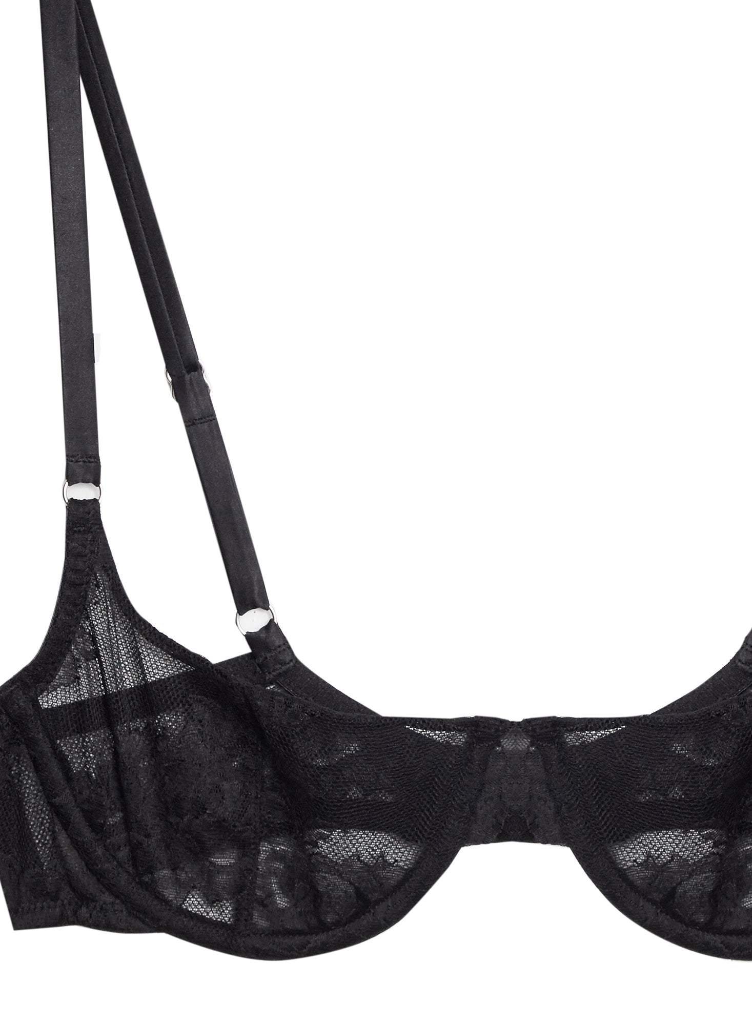 MELENECA Balconette Underwire Sexy Lace Bra for Women Black 34F