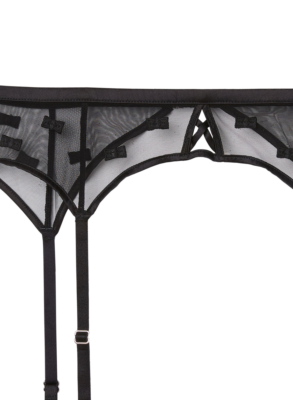 Black - Bow Embroidery Garter Belt | Fleur du Mal