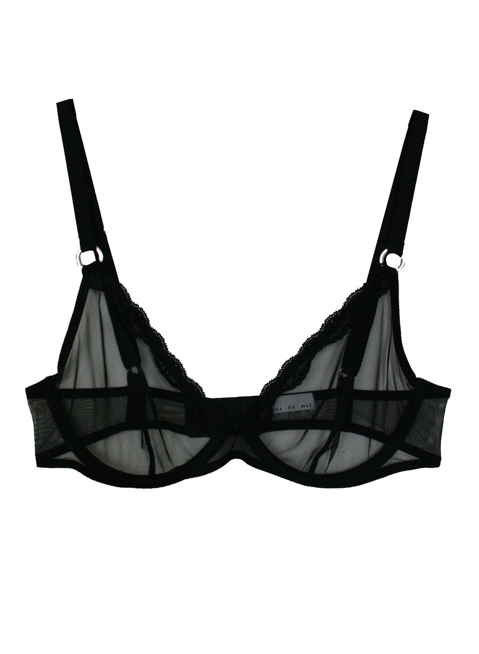 Black - Sheer Tulle Demi Bra | Fleur du Mal