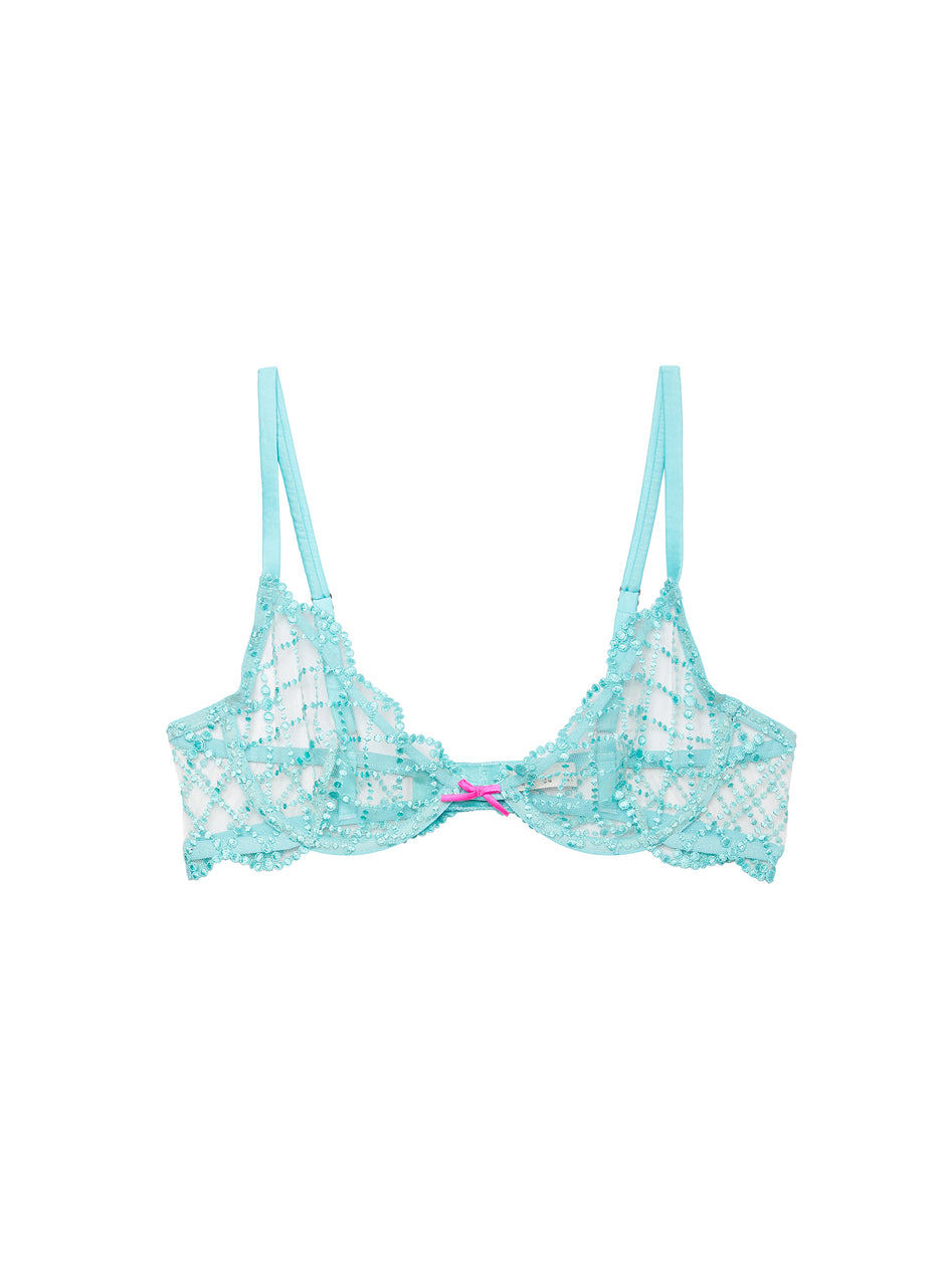 Bright jade - Dotty Grid Demi Bra | Fleur du Mal