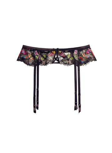 Black - Butterfly Embroidery Garter Belt | Fleur du Mal