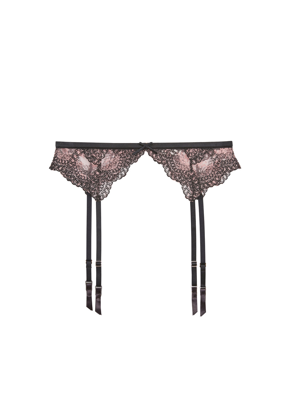 Black - Chain Embroidery Garter Belt | Fleur du Mal