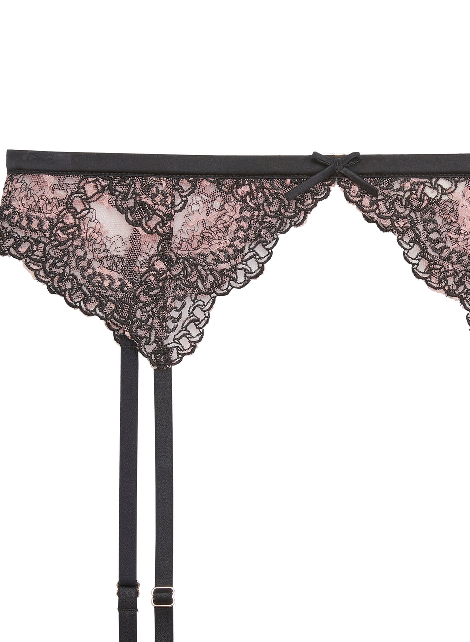 Black - Chain Embroidery Garter Belt | Fleur du Mal