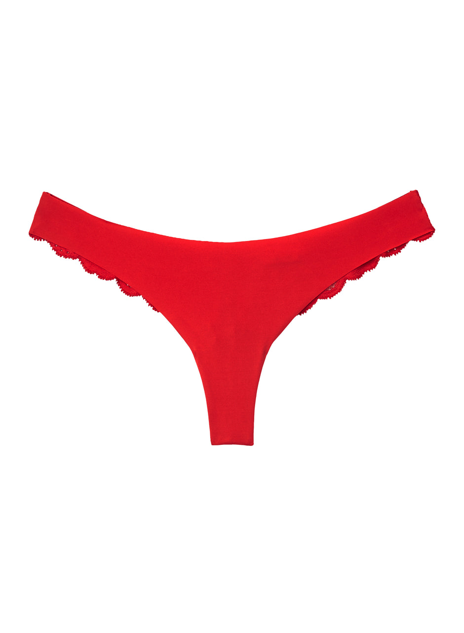 Rouge - Charlotte Lace Seamless Thong | Fleur du Mal