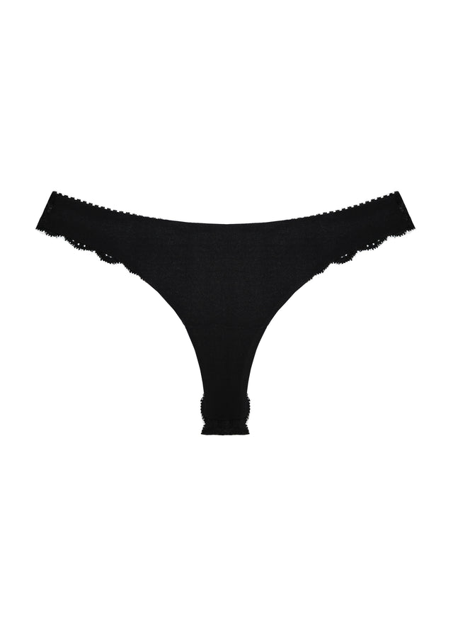 Black - Charlotte Lace Seamless Thong | Fleur du Mal