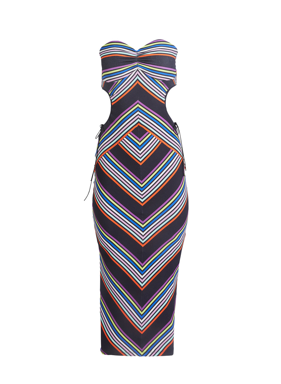 Multicolor stripe - Striped Chevron Cutout Dress | Fleur du Mal