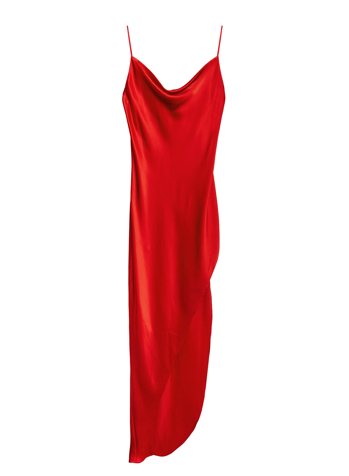 Roxanna Red Cowl Neck Floral Satin Slip Dress