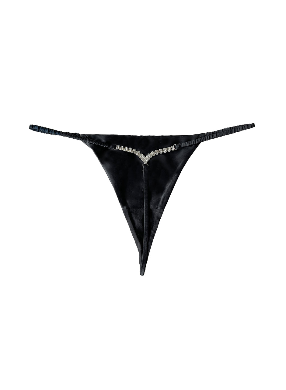 Black - Crystal Luxe V-String | Fleur du Mal