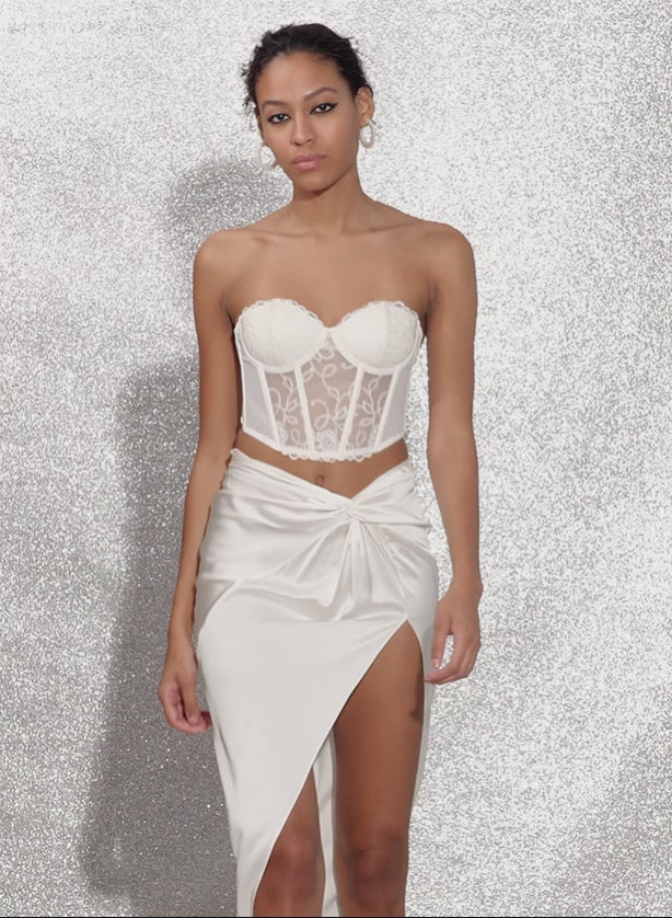 Ivory - Bella Embroidery Bustier | Fleur du Mal