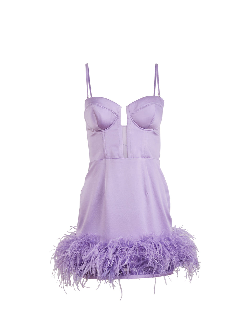 Light lilac - Feather Embellished Bustier Dress | Fleur du Mal