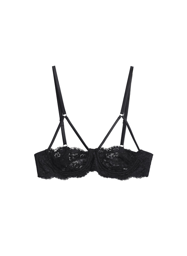 Black - Foxy Lace Half Cup Bra | Fleur du Mal