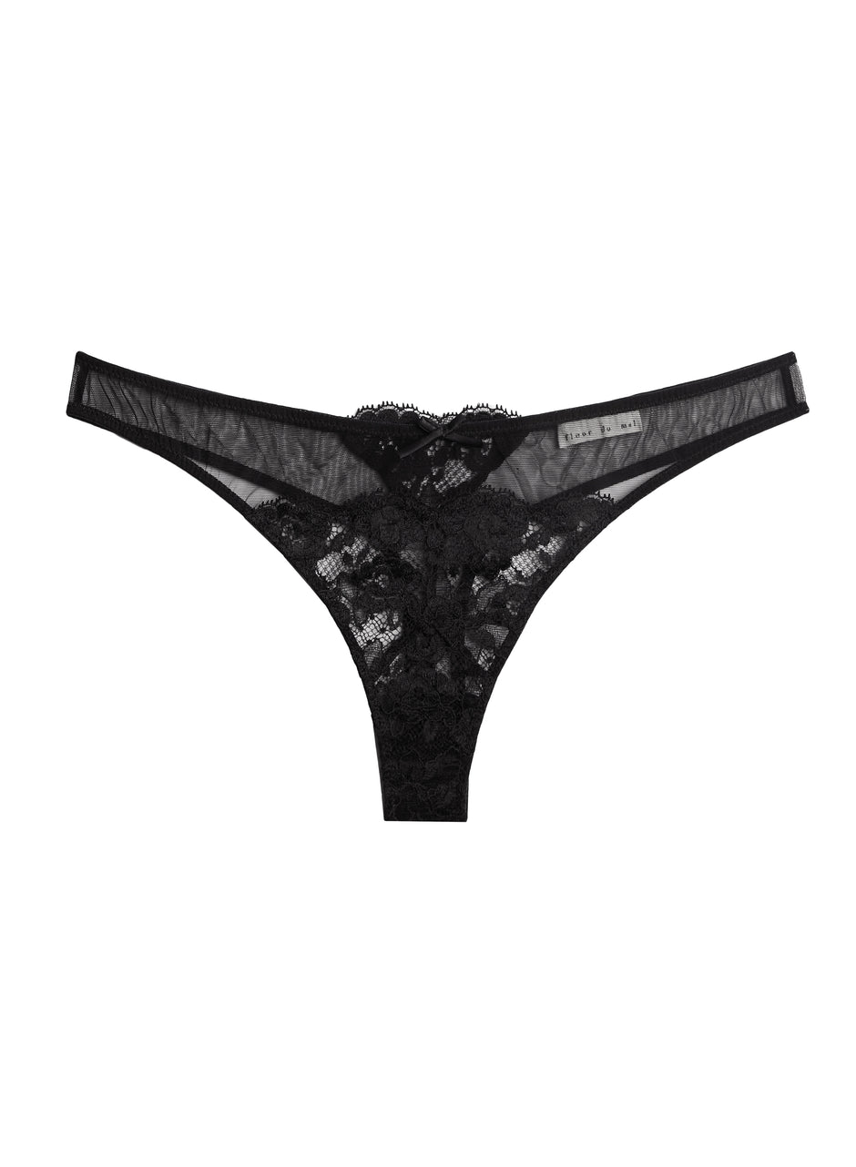 Black - Foxy Lace Thong | Fleur du Mal