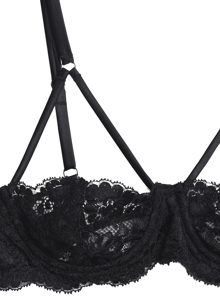 Black - Foxy Lace Half Cup Bra | Fleur du Mal