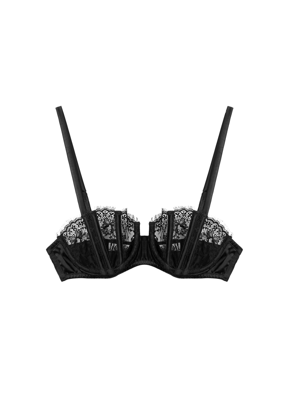 Black - Frankie Lace Boned Balconette | Fleur du Mal