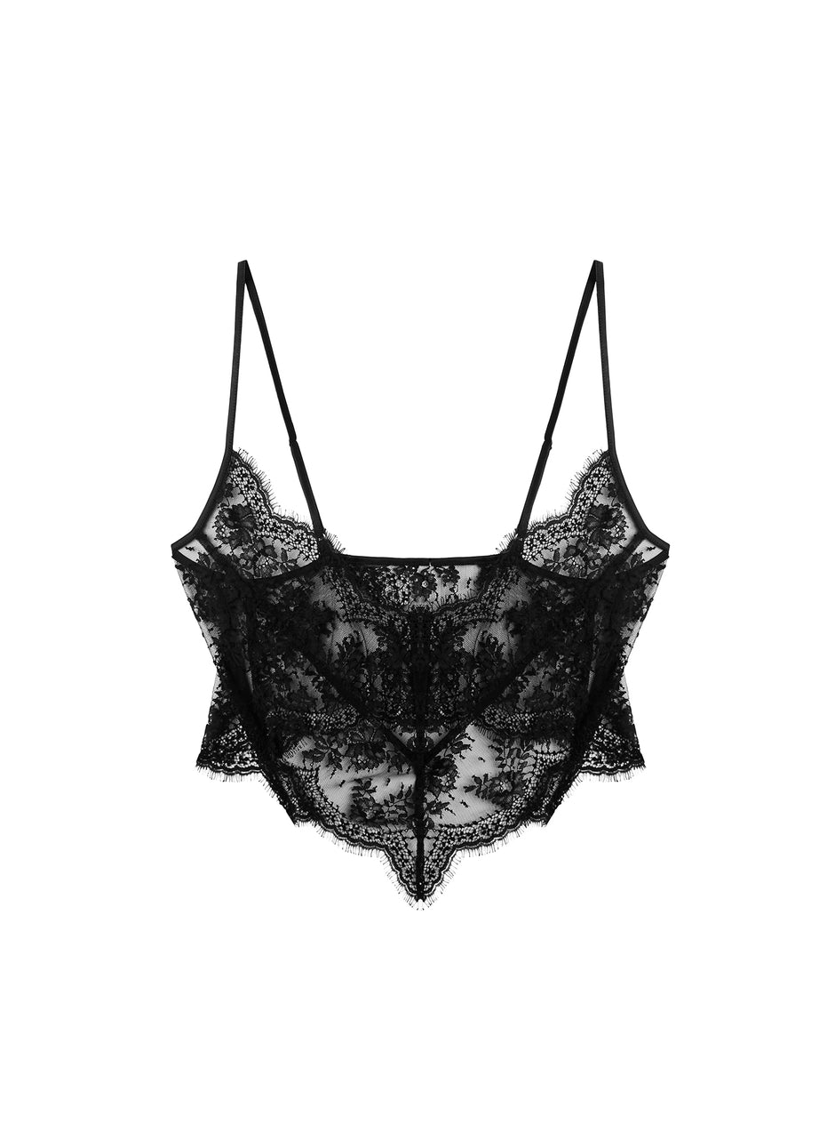 Black - Frankie Lace Crop Top | Fleur du Mal