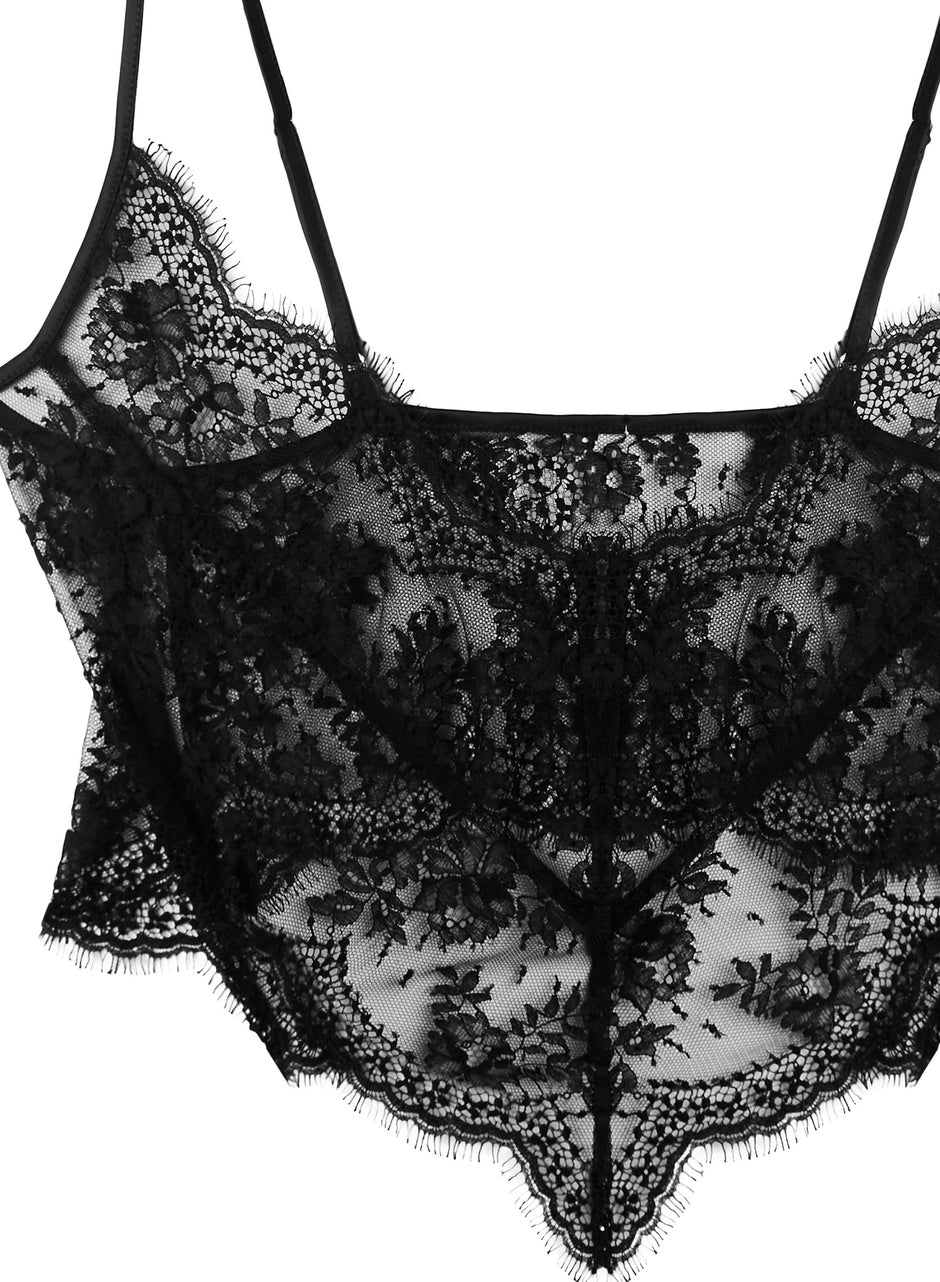 Black - Frankie Lace Crop Top | Fleur du Mal