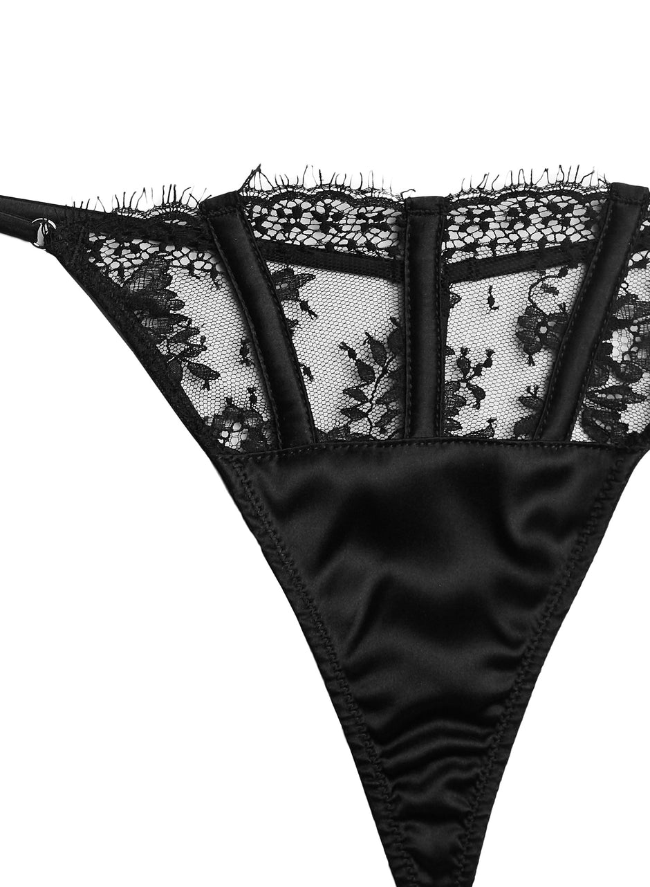 Black - Frankie Lace Thong | Fleur du Mal