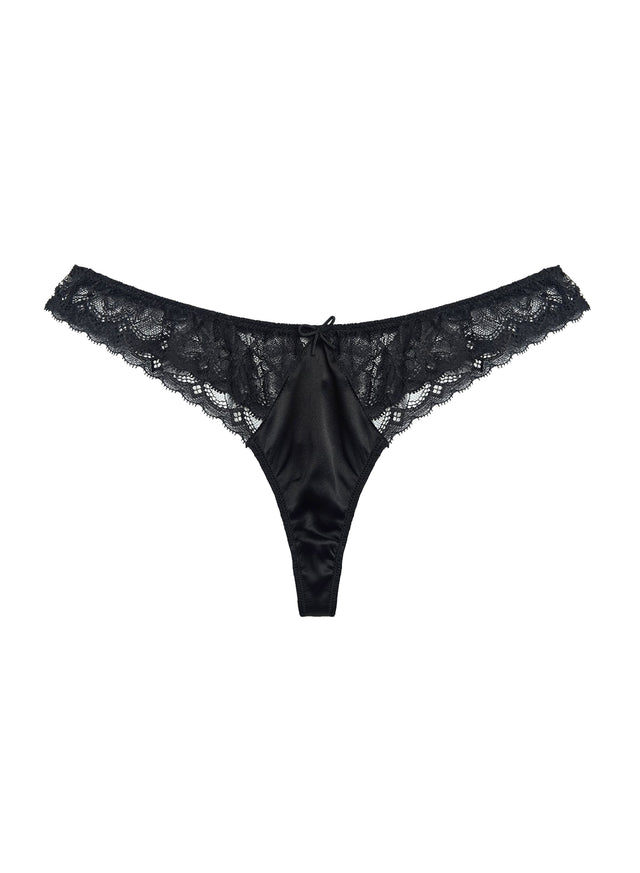 Black - Gardenia Lace Thong | Fleur du Mal