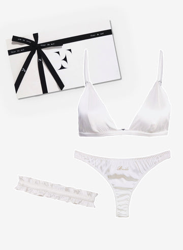 Victoria's Secret White I do Bridal set Demi bra + panty + garter