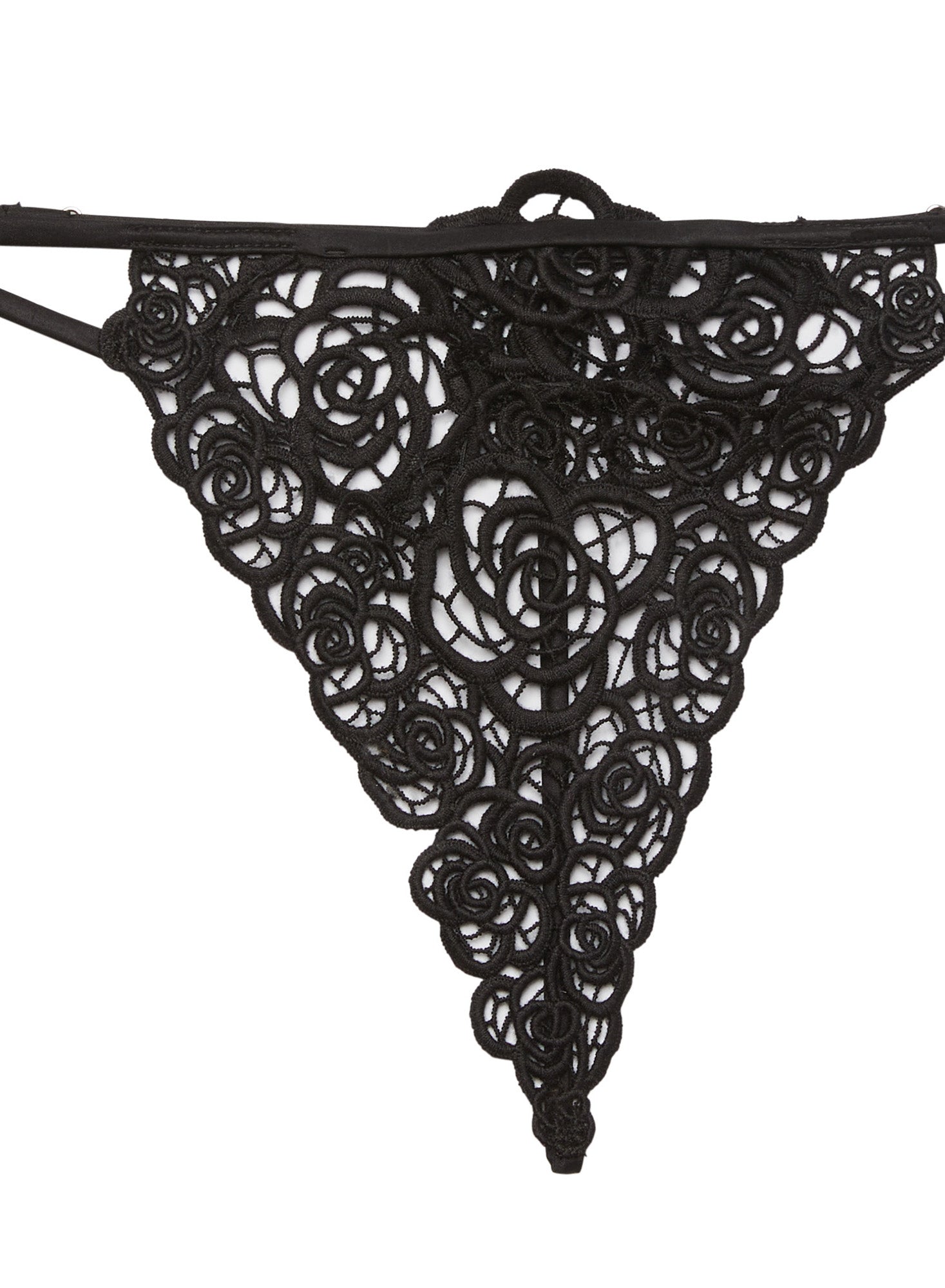 Fleur Guipure V-String-black- Fleur du Mal-flat