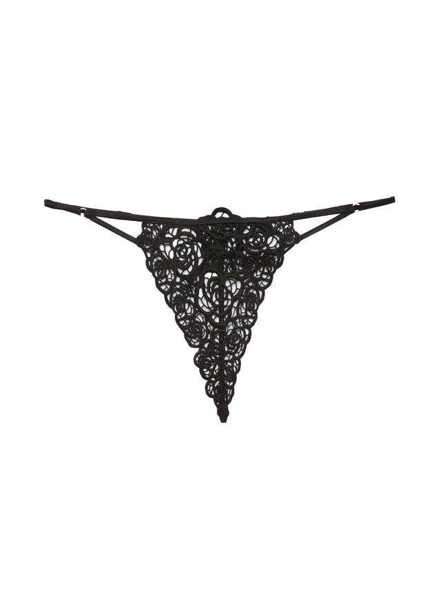 Black - Fleur Guipure V-String | Fleur du Mal