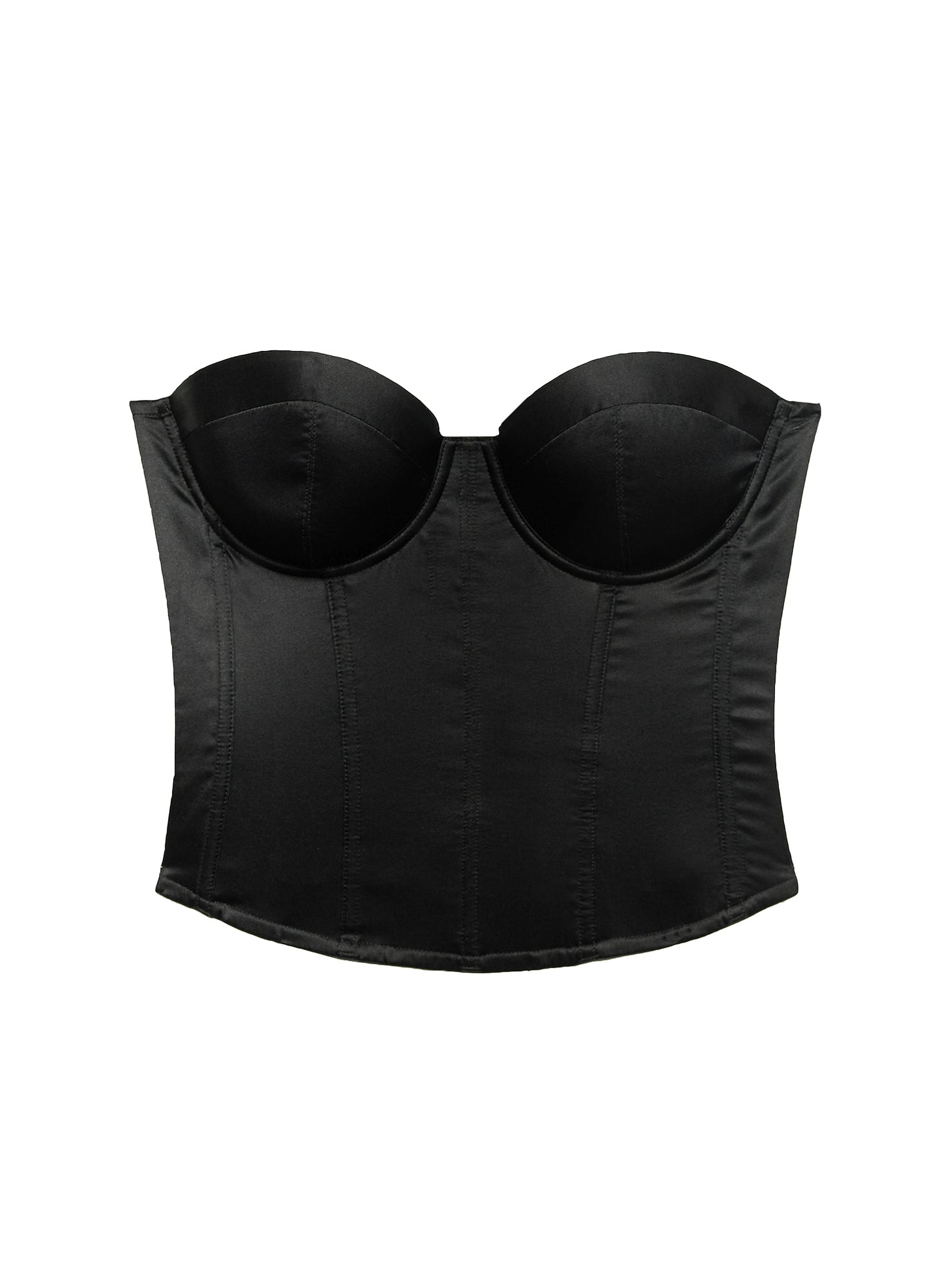 Mallory The label - Mela Crop Bustier Top With Long Sleeves Black