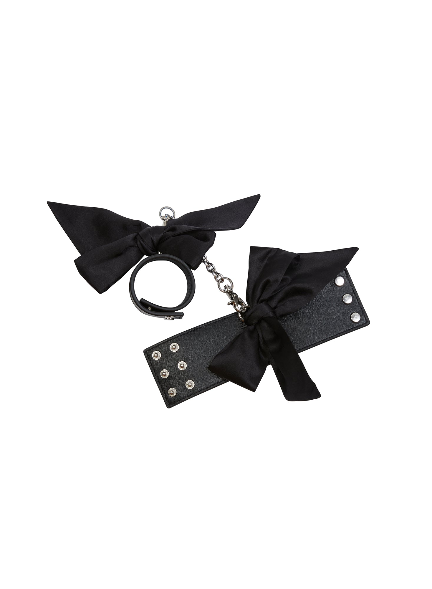 Leather Cuffs with Silk Bows