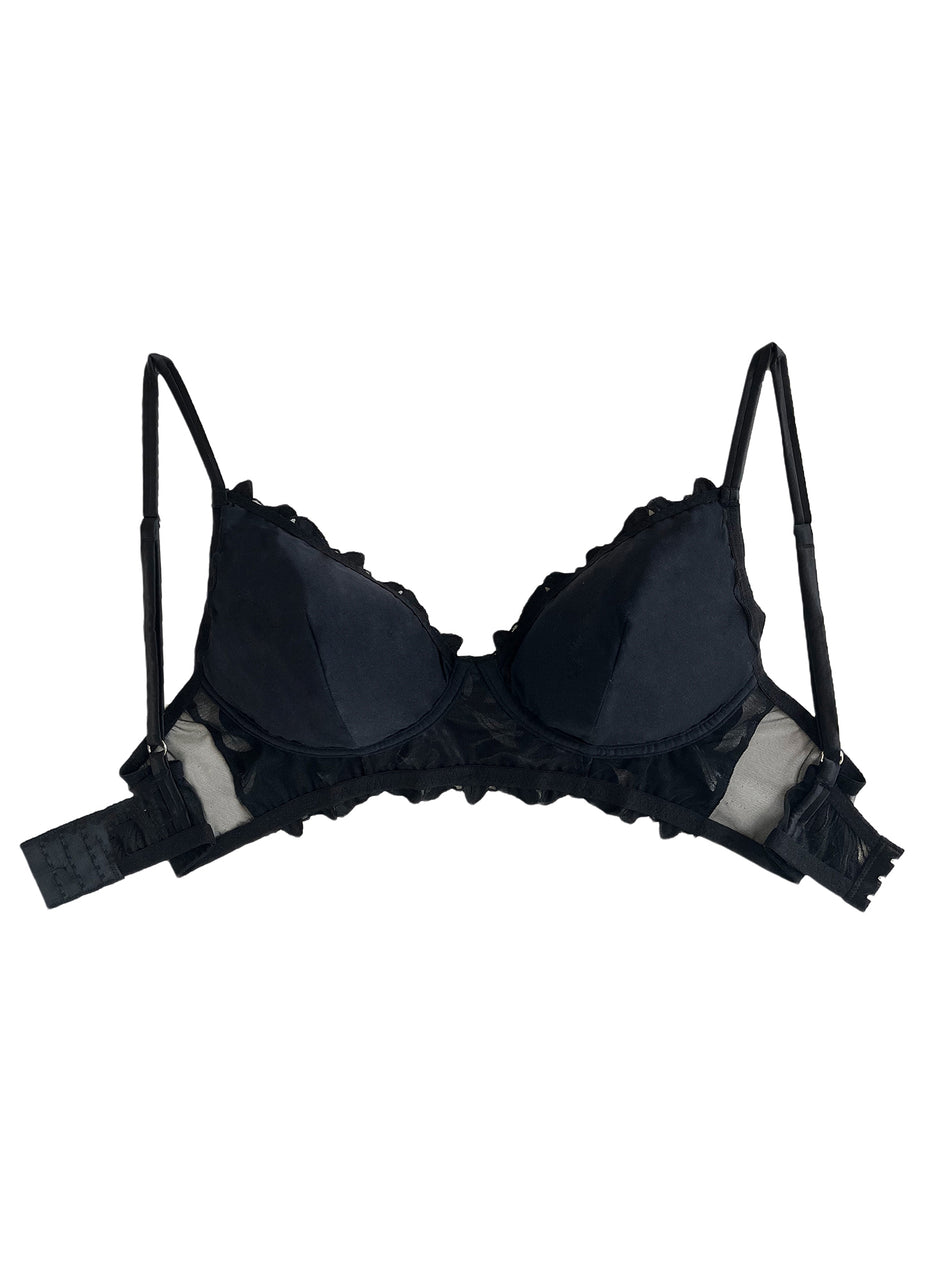 Black - Lily Embroidery Post Surgical Bra | Fleur du Mal