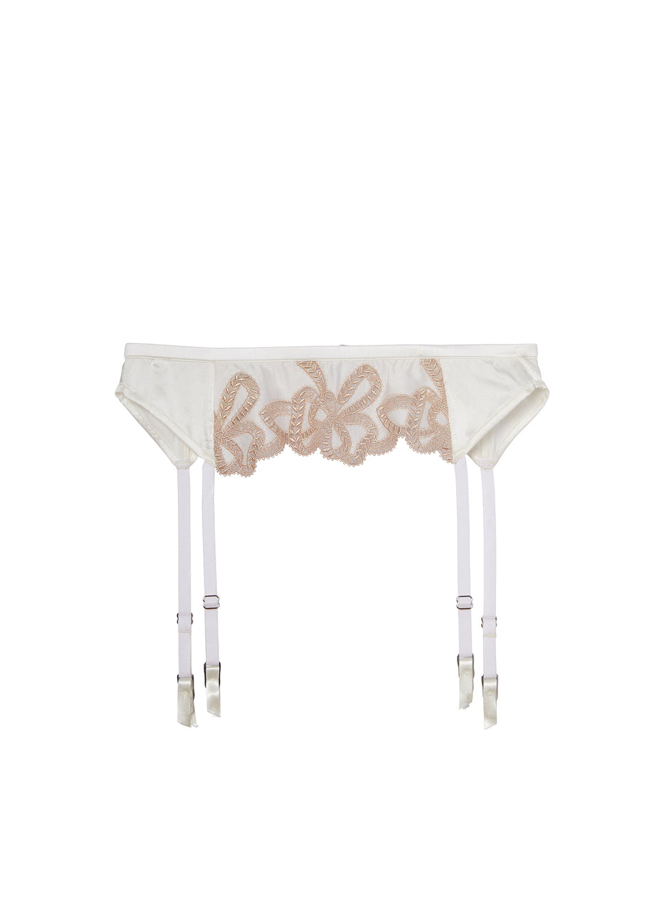 Ivory - Bow Guipure Embroidery Garter Belt | Fleur du Mal