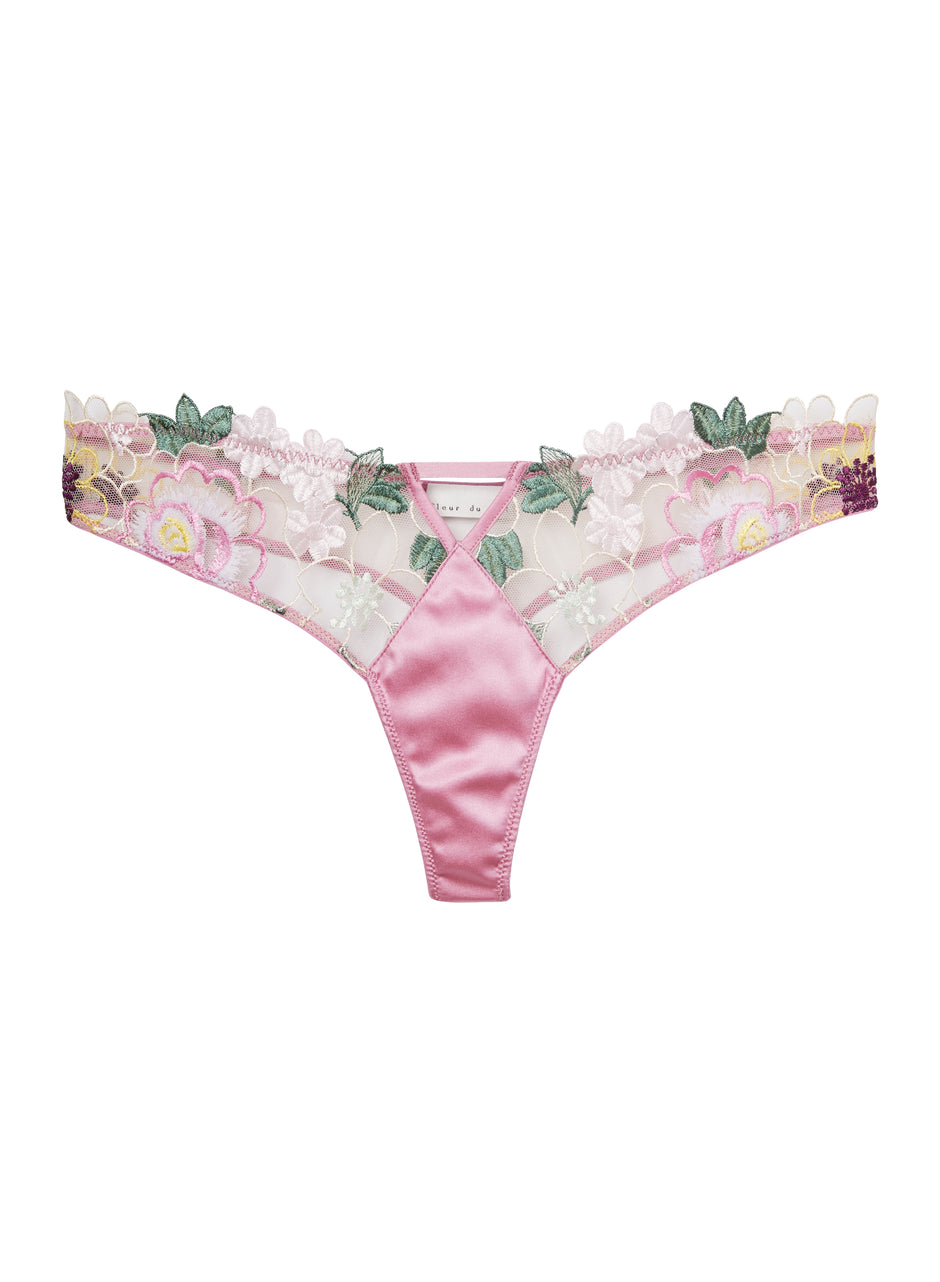 Bisou pink - Jardin Embroidery Thong | Fleur du Mal