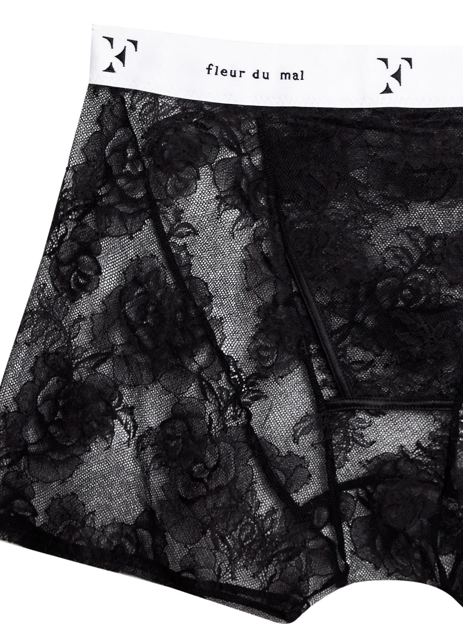 Black - Bouquet Lace Boxer Brief | Fleur du Mal