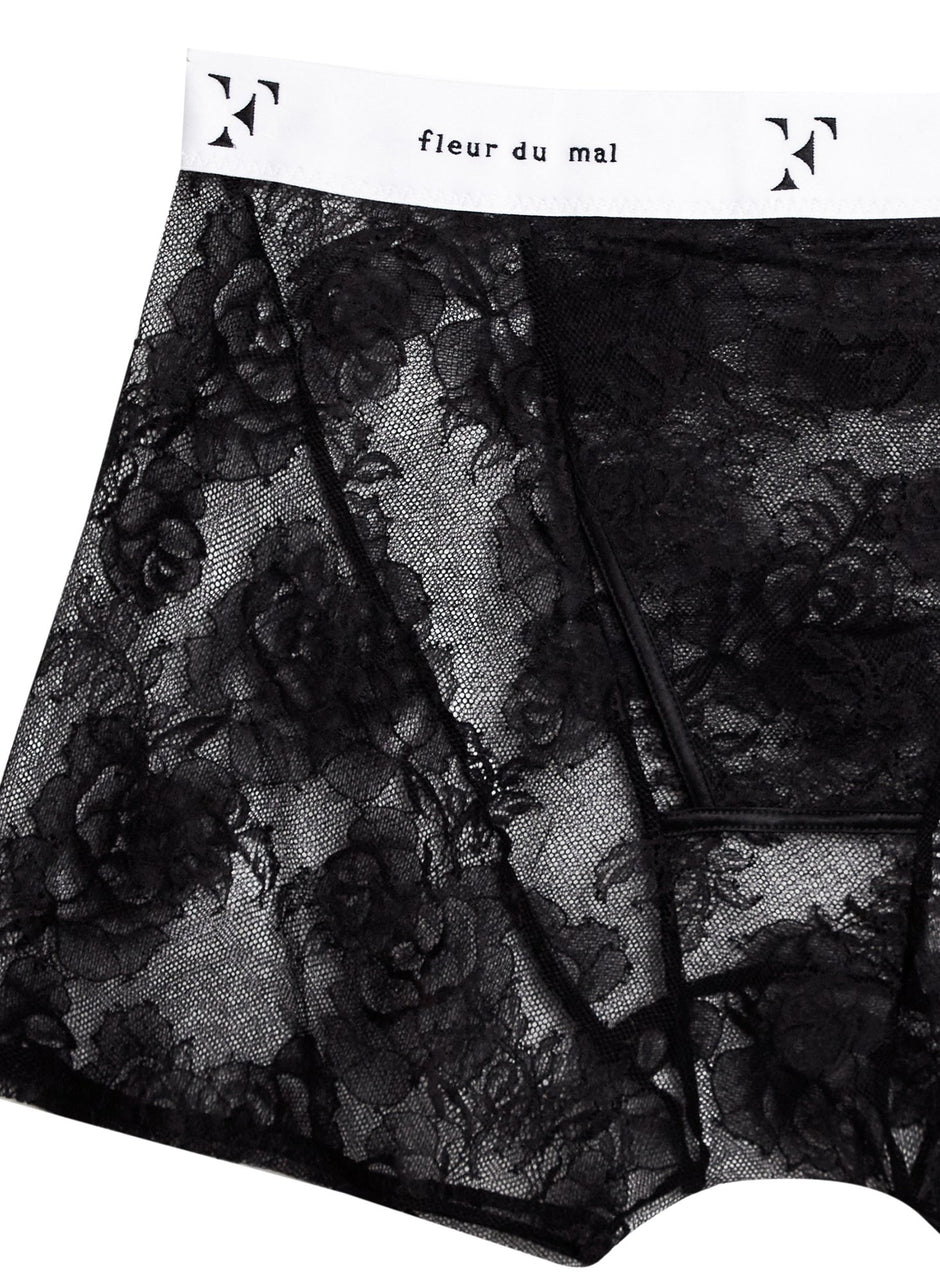 Black - Men&#39;s Bouquet Lace Boxer Brief | Fleur du Mal