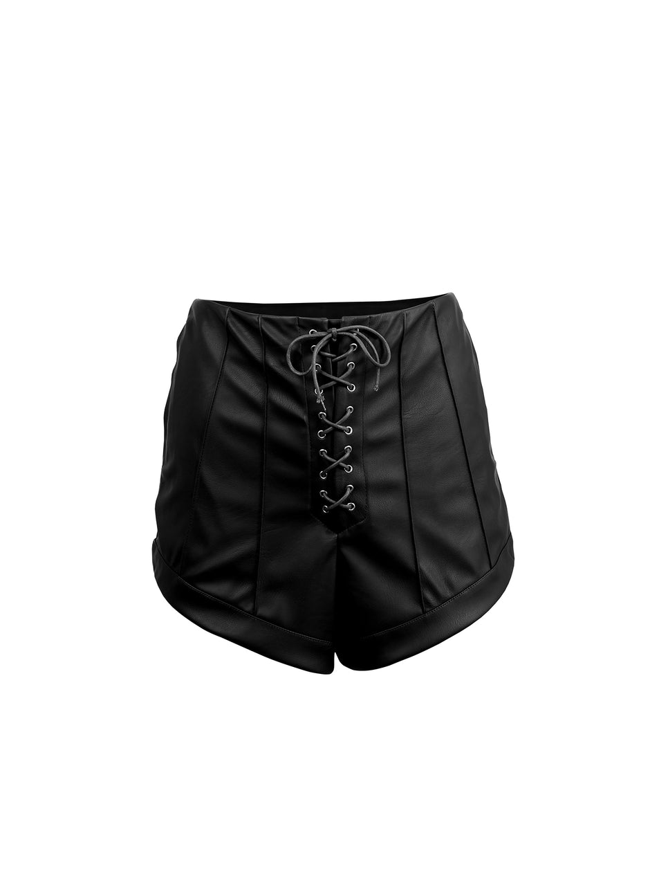 Black - Vegan Leather Shorts | Fleur du Mal