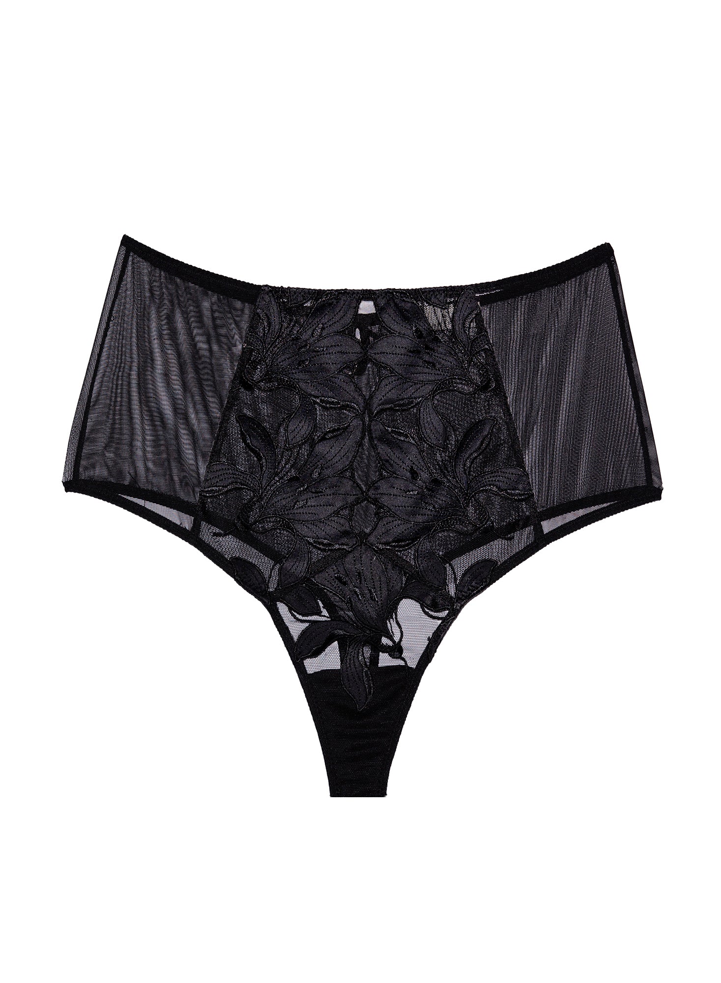 Victoria's Secret Small Black Luxe Embroidered High Waist Cheeky