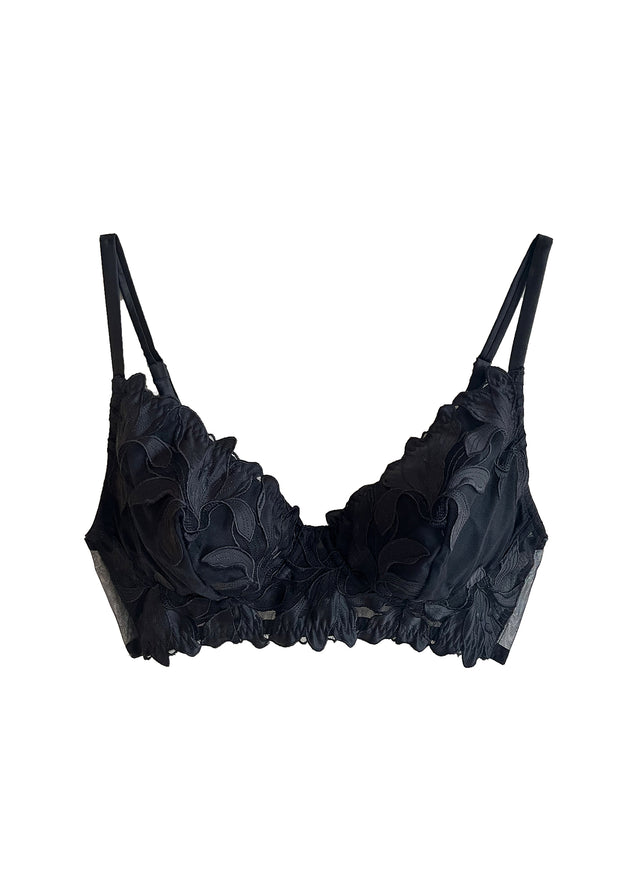 Black - Lily Embroidery Post Surgical Bra | Fleur du Mal