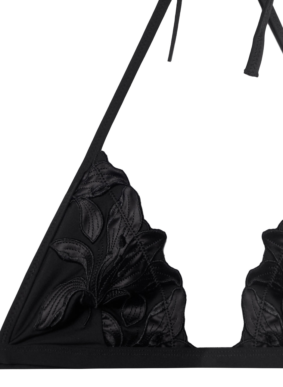 Black - Lily Triangle Bikini Top | Fleur du Mal